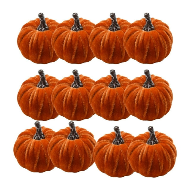 GROWTH TANK 12x Artificial Velvet Pumpkins Decorative Home Mini Holiday Fall Decorations None Lanyard