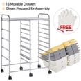 thumbnail image 5 of Topeakmart 15 Drawers Rolling Storage Cart Bin Organizer Metal Frame Plastic Drawers, Yellow/Gray/Beige, 5 of 8