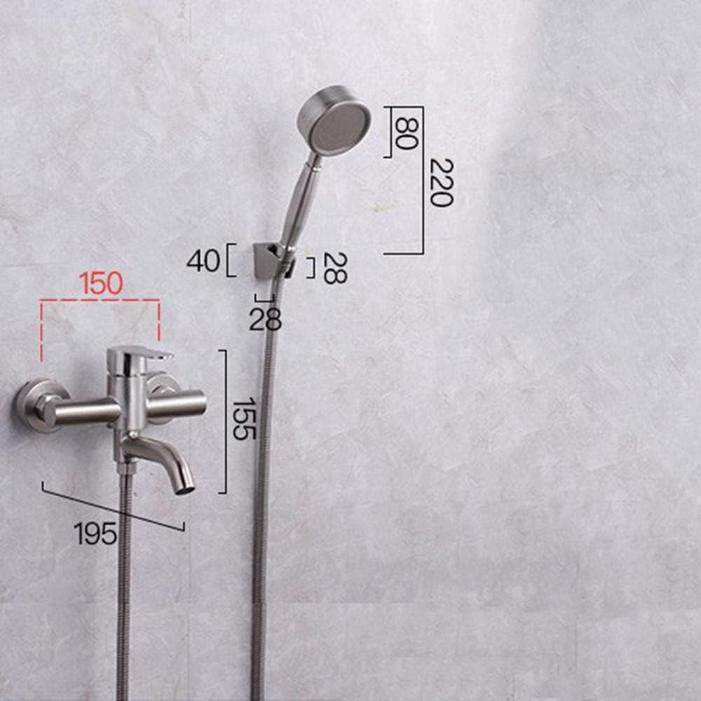 bathtub faucet Wall Mounted Bathtub Faucet with Shower Stainless Steel Shower Set Faucet Cold and Hot Water Multi-Function Bathroom Faucet Brushed-A