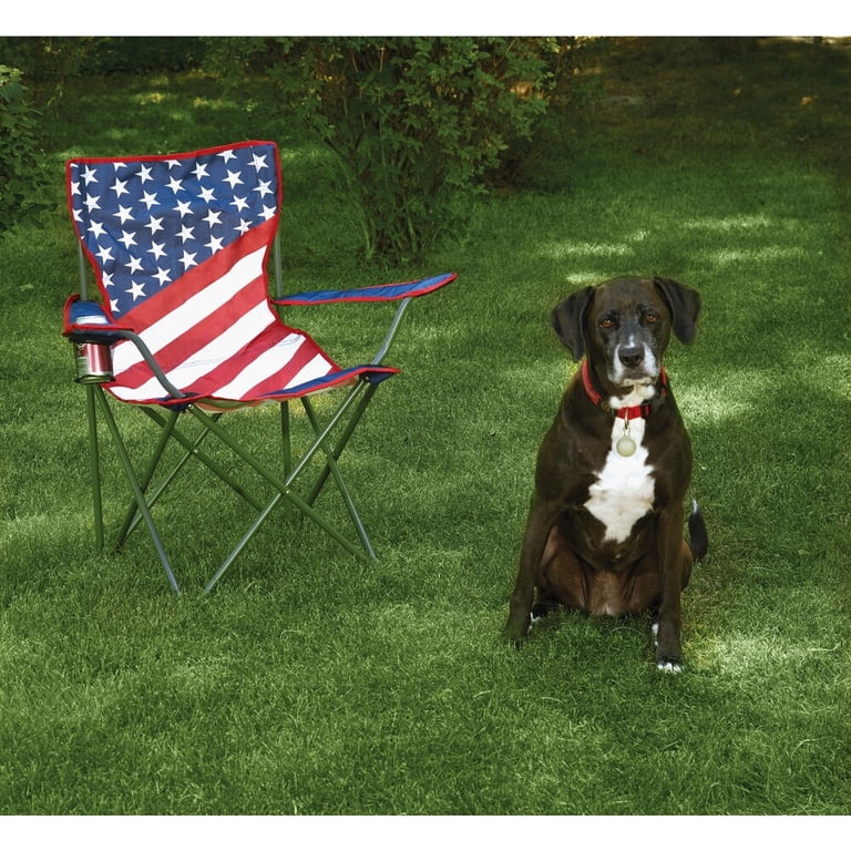 Outdoor Expressions American Flag Foldable Camping Chair, Red