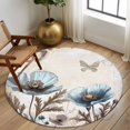 thumbnail image 3 of Teal Tulip Large Area Rugs for Bedroom Living Room, Soft Non Slip Carpet Bedside Rug, Vintage Spring Floral Summer Botanical Brown Round Floor Cover Kitchen Accent Rug 5' for Dining Room/Office, 3 of 9