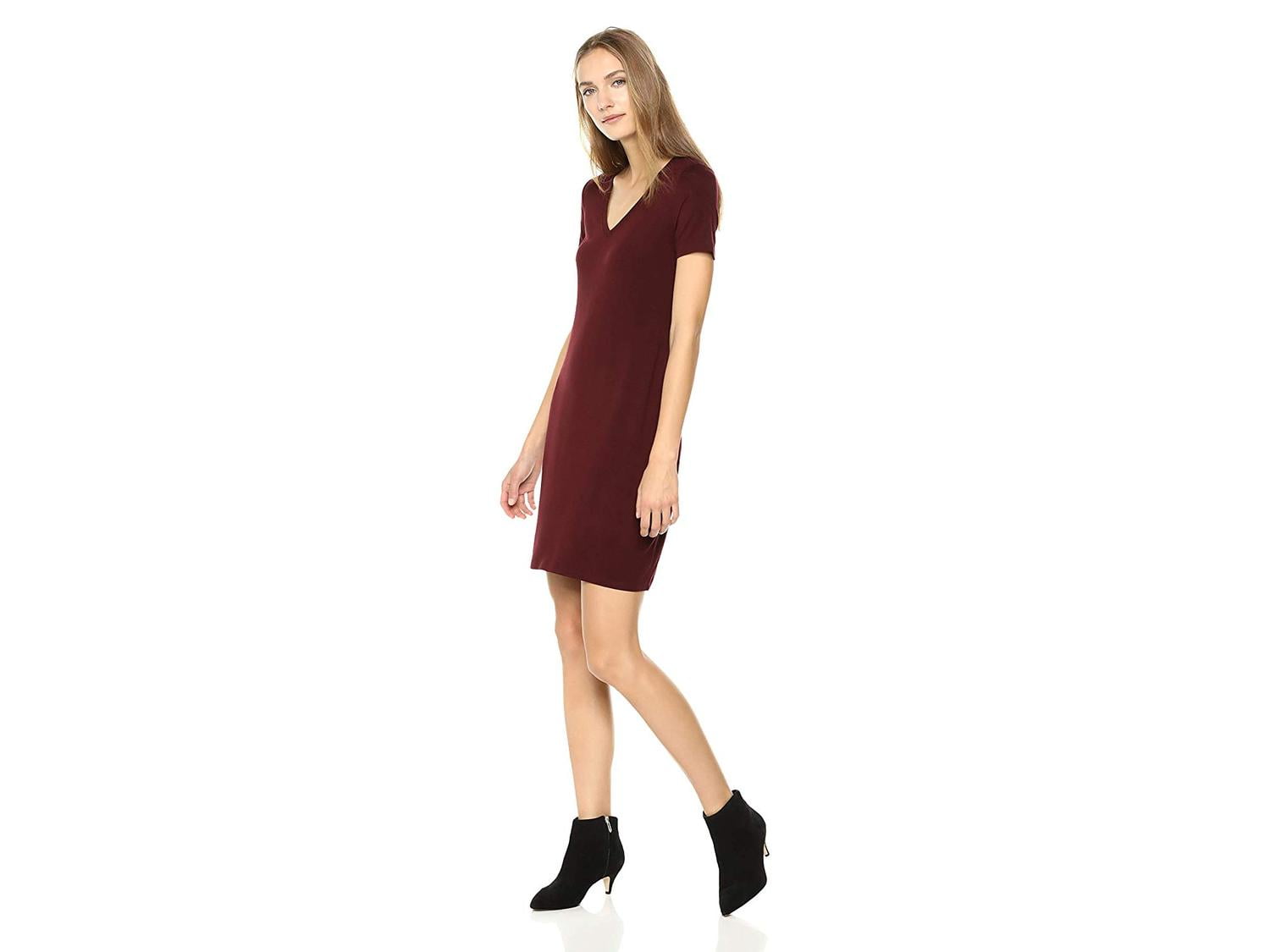 dark red shirt dress