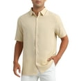 thumbnail image 4 of CAMISAS DE HOMBRE CORTAS INSPIRADORAS, CON BOTONES, PLAYERA DE PLAYA DE VERANO, CUELLO PUNTA XL CAQUI, 4 of 5