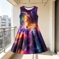 thumbnail image 2 of WhouRiu Girls Fashion Graphic Dress Summer Sleeveless Crew Neck Pleated Dresses Kids Casual Comfortable Cute Sundress,9-10 Years, 2 of 4