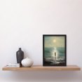 thumbnail image 2 of Looking Out To Sea Oil Painting Alone At The Water Shore Moonlit Beach Seascape Artwork Framed Wall Art Print A4, 2 of 5