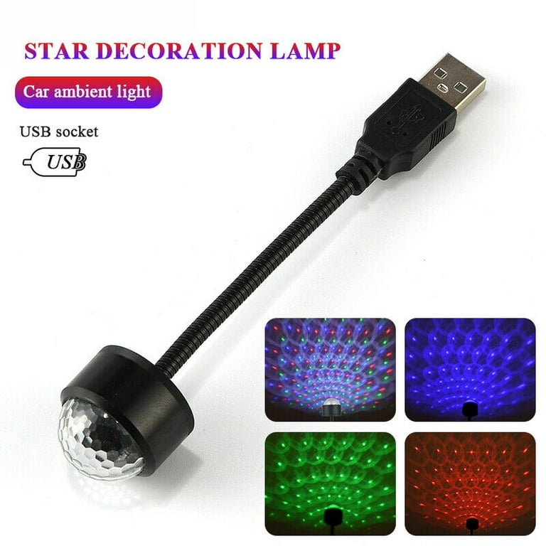 USB Mini Car Roof Star Night Light, Blue+Green+Red Starry Sky Projection  Lamp 