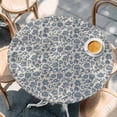 thumbnail image 2 of Light Blue Floral Round Tablecloth, Fitted Table Cover with Elastic for 55"-60" Round Tables, Rustic Vintage Flowers Botanical Spring Table Cloth Outdoor Indoor Dinning Party Waterproof Tablecloths, 2 of 7