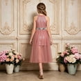 thumbnail image 4 of Bobifish Toddler Girls Formal Dress Sparkle Sequin Tulle Halter Sleeveless Sheath Long Dress Evening Party Kids Girls Dresss, 4 of 5