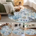 thumbnail image 5 of Blue Beach Coastal Round Area Rug 4 FT, Non Slip Indoor Outdoor Rug, Nautical Seaside Coral Starfish Washable Soft Circular Carpet Non-Shedding Floor Mat for Coffee Table Nursery Foyer Balcony, 5 of 8