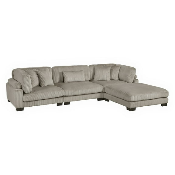 Lexicon Traverse Corduroy 4-Piece Modular Sectional with Ottoman in Taupe