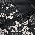thumbnail image 5 of QQZ Faux Leather Lace Corset Dress For Women, Cap Sleeve Front Lace-Up Tummy Control Body Shaper, Hollow Out Short Bustier Shapewear For Club Halloween Cosplay, 5 of 8
