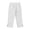 White, variant on Girls Kids Summer Solids Trousers Linen Split Hem Button Side Pocket Pants
