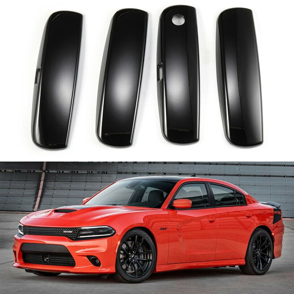 Front Rear Smooth Black Exterior Outside Door Handle Kit Set 4pc for Charger