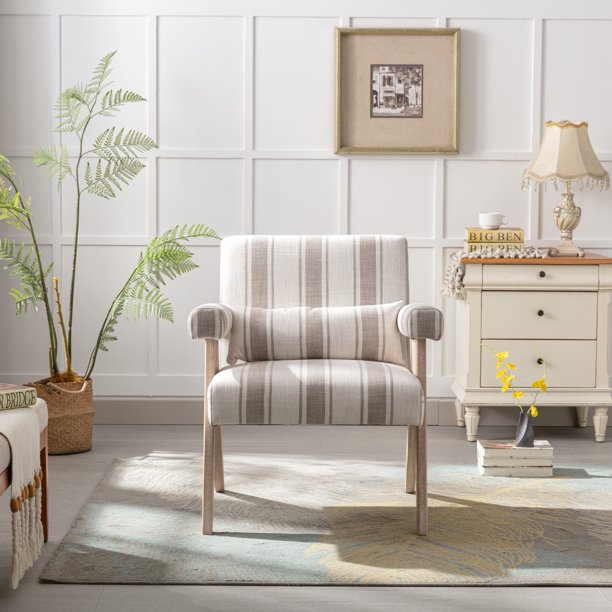 Accent Chair, MidCentury Modern Reading Chair with Pillow Upholstered