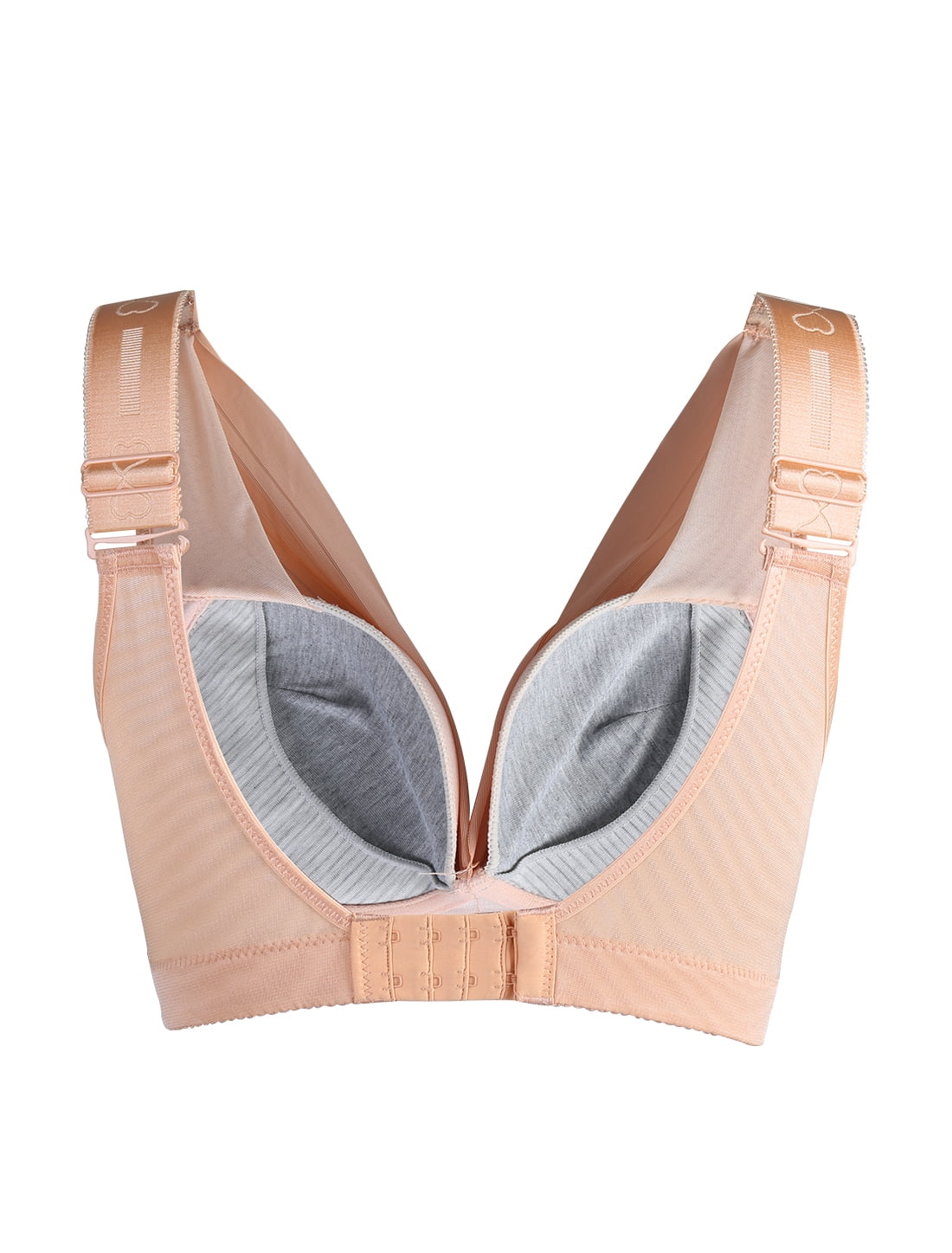 Women Ruched Front Push Up Full Coverage Padded Wirefree Cami Bra Beige