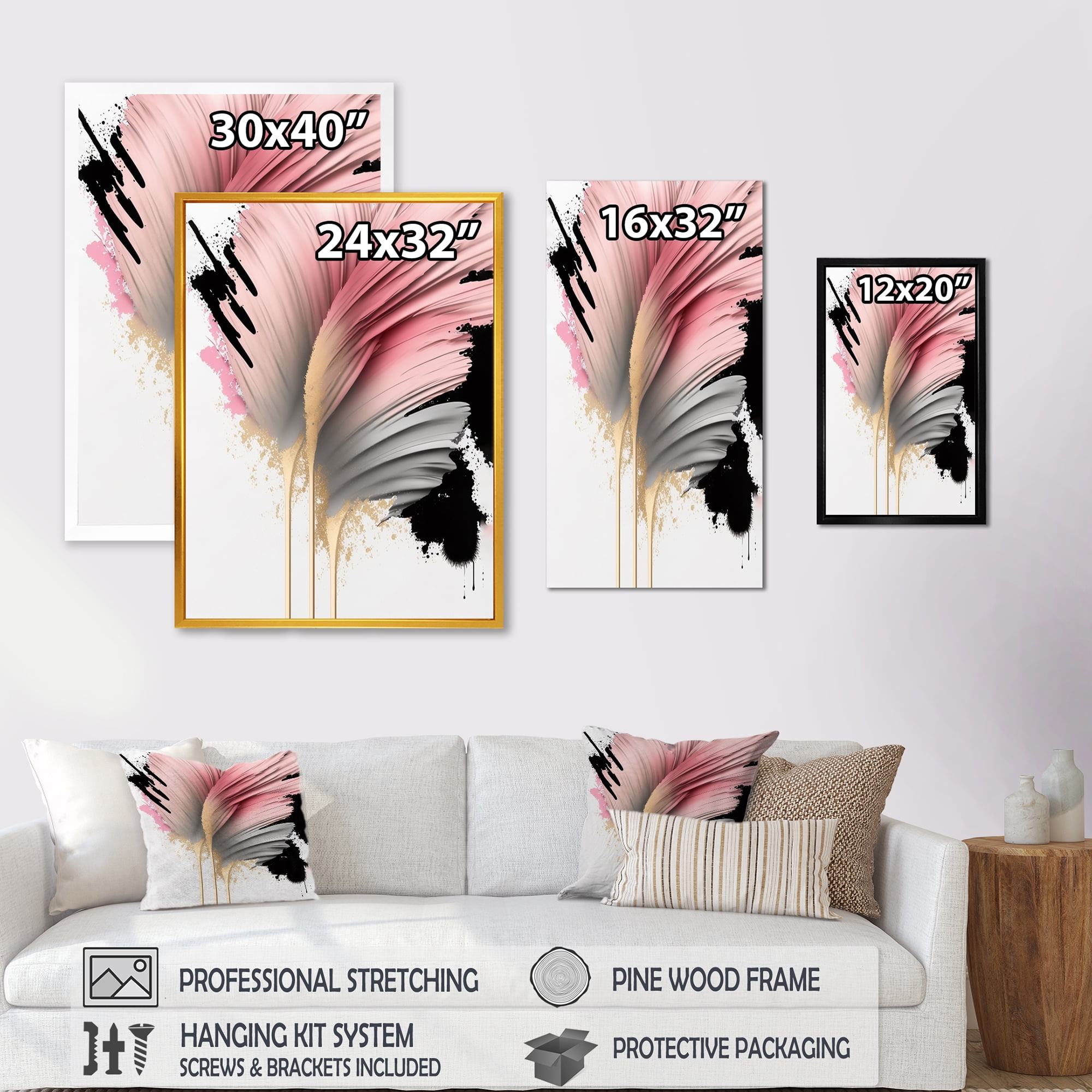 Designart Pink Gerbera Hyperrealistic Flowers IV Canvas Wall Art