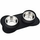 thumbnail image 1 of Cuencos de acero inoxidable para perros con tapete de silicona antideslizante y antiderrames para perros y gatos., 1 of 5