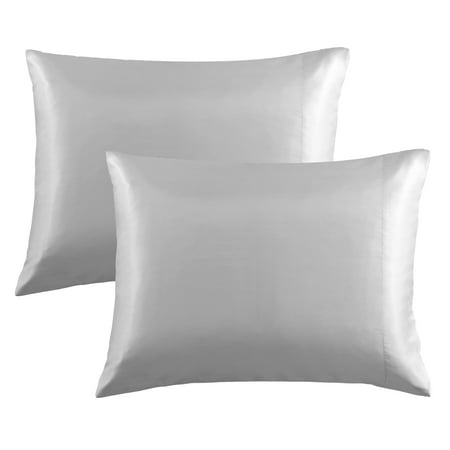 Satin Pillowcase for Hair and Skin Queen -Silver Grey Pillowcase 2 Pack 20x30 inches - Satin Pillow Cases Set of 2 with Envelope Closure