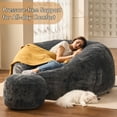 thumbnail image 6 of Toject Bean Bag Chair for Adults, Oversize Bean Bag Chair with Ottoman, Large Bean Bag Sofa with Removable Washable Cover, Lazy Sofa for Living Room, Dark Gray, 5 Ft, 6 of 11