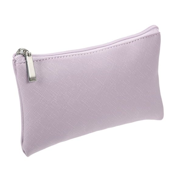 Unique Bargains Travel  Makeup Bag Makeup Brush Holder Cosmetics Storage Bag Portable Light Purple PU Leather