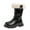 Black, variant on Girls Winter Solid Color Side Zip Thigh High Boots Warm Data Boots Link Shoes Children's Rain Boots Girls Northerner Insulated Rubber Boots Girls Tall Boot Bog Kids Winter Boots Tall Girls Riding