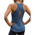 thumbnail image 2 of Stichou Women's Cross Backless Workout Tops for Women Racerback Tank Tops Open Back Running Muscle Tank Comfort Yoga Shirts Blue M, 2 of 3