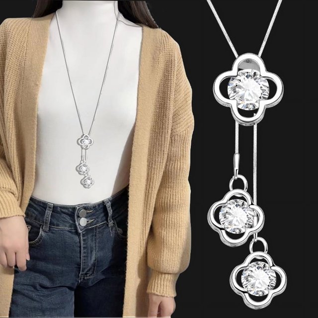Collar de cadena de suéter de payaso de cristal para mujer, estilo coreano, con cadena de suéter para ropa, colgante de borla larga