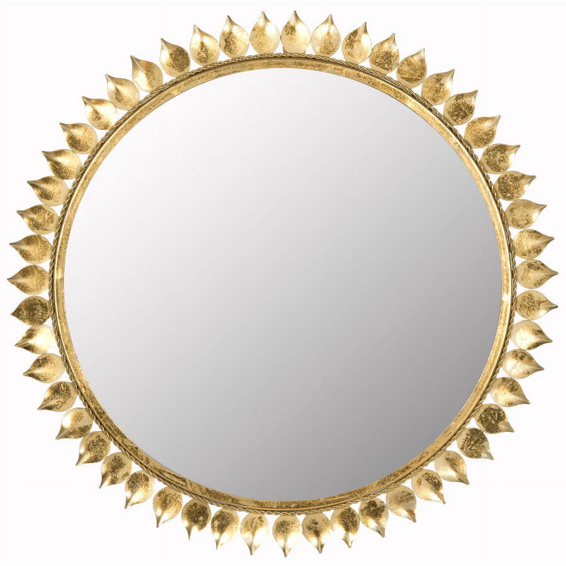 SAFAVIEH 21.6" Round Leaf Crown Sunburst Mirror, Gold