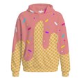 thumbnail image 3 of Kids Boys Girls Dripping Ice Cream Sprinkle Print Waffle Knit Hoodie Long Sleeve Hooded Sweatshirt With Front Pocket Casual Tops For Teen 4-14 Years, 3 of 4