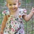 thumbnail image 3 of Douhoow Infant Baby Girls Floral Romper Strap Sleevless Ruffled Jumpsuit Newborn Sunsuit, 3 of 7