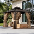 thumbnail image 1 of Clouddwell Pavillon à Toit Rigide 10 Pieds X 10 Pieds - Toit Double en Polycarbonate avec Moustiquaire et Rideaux pour Patio, Jardin, Protection Solaire, Brun, 1 of 8