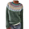 thumbnail image 2 of Fair Isle Sweater Retro Nordic Cable Crewneck Sweater Knit Vintage Sweater Mint Green XL, 2 of 4
