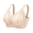thumbnail image 2 of Bras for Women,Comfort Bra - Pattern Ribless Large Strap Jacquard Design with Four Support,Sports Bras for Women,Beige,E, 2 of 3