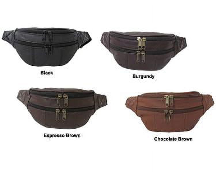 AmeriLeatherLeather Fanny Pack - Adjustable Belt Bag for Women & Men - Travel Waist Pack-Color:White