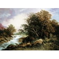 thumbnail image 2 of Hasch, Carl 24x18 Black Ornate Wood Framed with Double Matting Museum Art Print Titled - Deer Near a Stream, 2 of 4