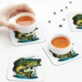 thumbnail image 7 of Pofeuu Big bass fish Print Leather Coasters Set of 6, Round Cups Mugs Mat Pad for Home Kitchen Heat Resistant Drink Coasters,Square, 7 of 7