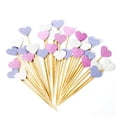 thumbnail image 3 of WHAMVOX 50 Pcs Glitter Paper Heart Shape Cake Cupcake Toppers Cake Picks for Kids Birthday Party Decoration(Silver), 3 of 8