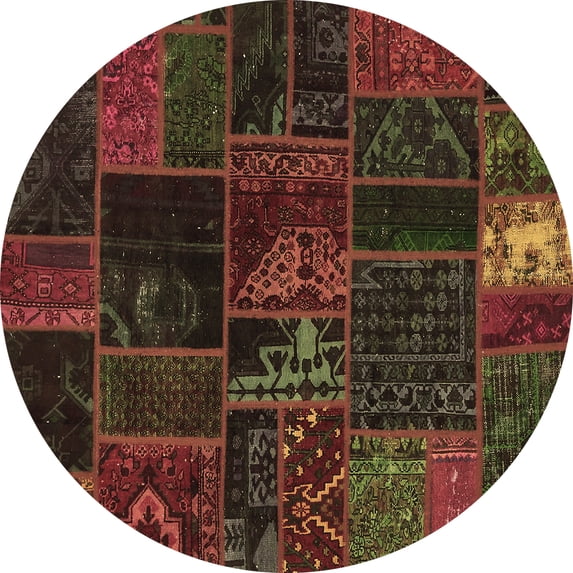 Ahgly Company Indoor Round Oriental Brown Modern Area Rugs, 3' Round