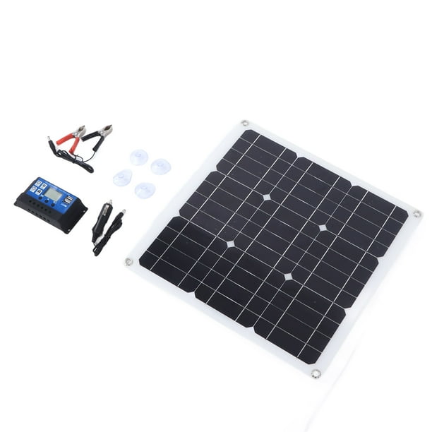 Kit de panel solar de 30 W con doble salida USB CC, células solares, controlador de 100 A para batería de coche y barco.