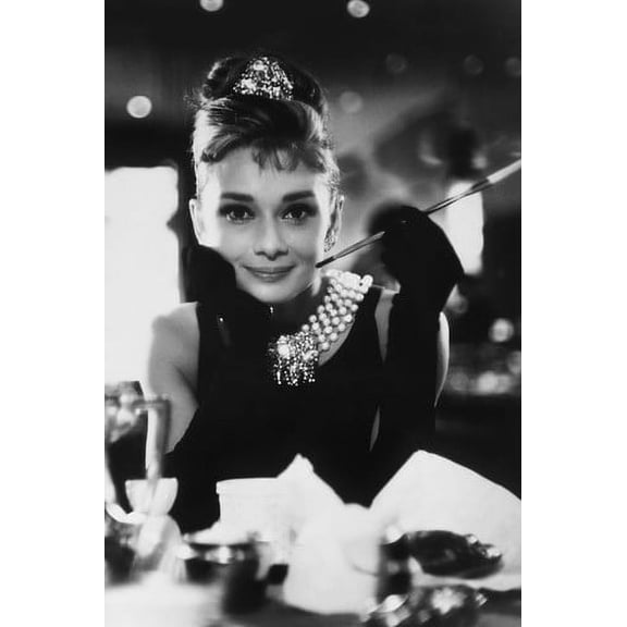 Audrey Hepburn in Breakfast at Tiffany's iconic smiling pose with cigarette holder 24x36 Poster