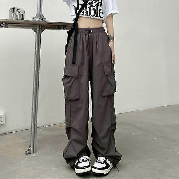 Streetwear Cargo Pants Women Casual Vintage Baggy Wide Leg Straight Trousers Jogger Big Pockets Oversize Overalls Sweatpants
