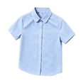 thumbnail image 4 of HCYSFG Uniform Shirts For Girls Peter Pan Collar Short Sleeve Button Down Solid Color Student Blouse Back To School Style Top, 4 of 7