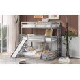thumbnail image 5 of Harper & Bright Designs Twin Over Twin Over Full Triple Bunk Bed, Wood Triple Bed with Convertible Ladder and Slide, Bunk Bed with Slide (Twin/Twin/Full with Slide, Gray), 5 of 10