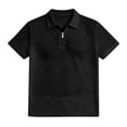 thumbnail image 2 of Hearthz Textured Knit Men's Polo Shirts Quarter Zip Men's Shirts Short Sleeve Collared Mens Golf Shirt Black XL, 2 of 4