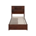 thumbnail image 4 of Hadley Twin Wood Platform Bed with Panel Footboard and Storage Drawers in Walnut, 4 of 10