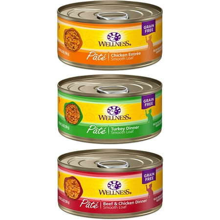 Wellness Complete Health Pate Cat Food Variety Bundle 5 Ounce - 3 Flavors (12 cans)