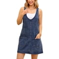 thumbnail image 2 of INSPIRAR CHIC Vestido de Mujer Overoles de Mezclilla Sueltos Casual Sin Mangas Vestidos Mini Azul 2XL, 2 of 6