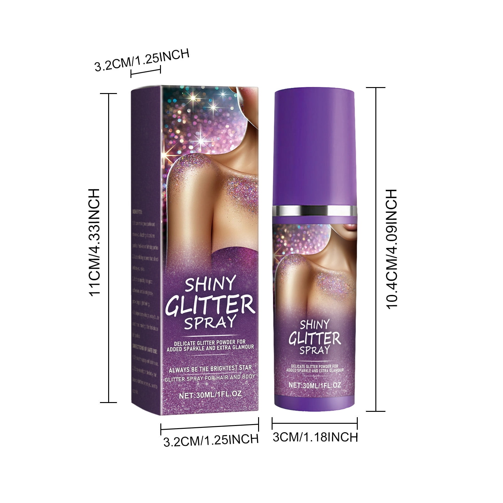 Alvantor Shimmer Body Glitter Spray for Skin, Hair, and Face - 1 fl. oz., Festival Rave Makeup Sparkle