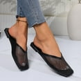 thumbnail image 4 of Dakaela Casual Slingback Flat Mules Women's Fashion Square Toe Mesh Slide Summer Slippers Size 6-8, 4 of 9
