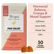 Winged Wellness PMS Symptom Relief Saffron and DIM Vegan Gummies, Women's Supplement, 25 Servings, 50ct